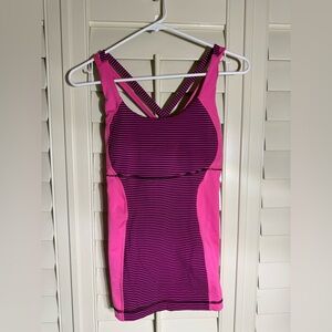 lululemon athletica size 6 Pink Striped Tank Top